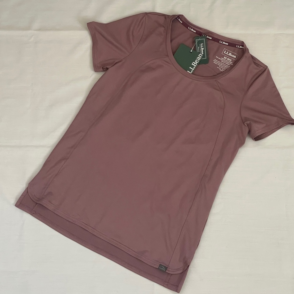 L.L. Bean Women's Short Sleeve Top in Mauve with sun protection